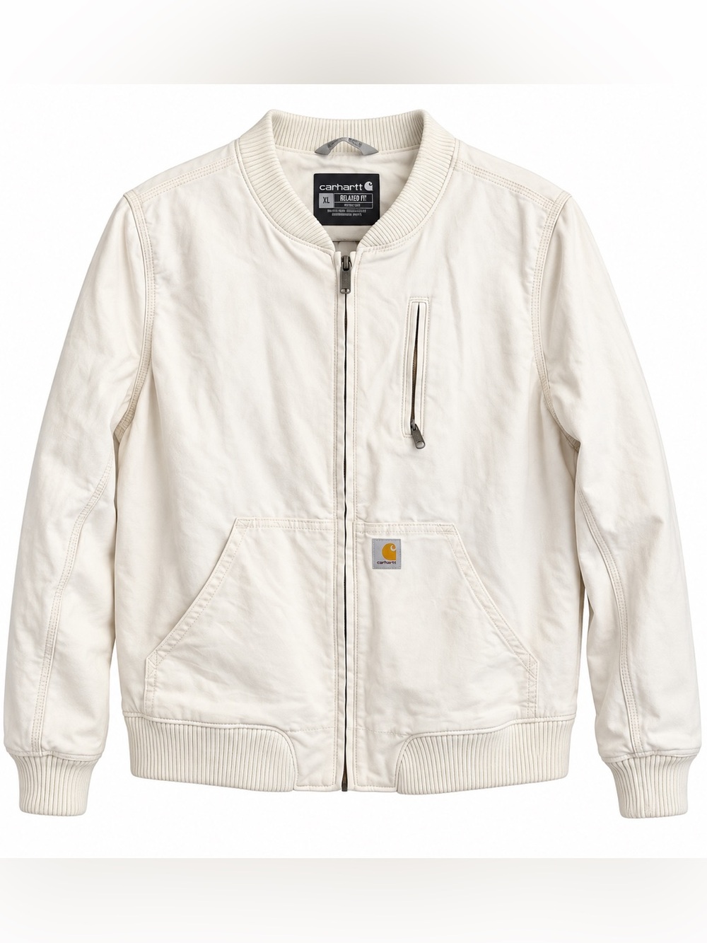 Carhartt Women’s Cream Rugged Flex Relaxed Fit Bomber Jacket. Size: XL (16-18)